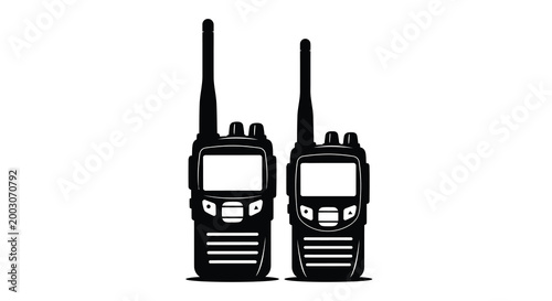 Two walkie talkies silhouette on a white background