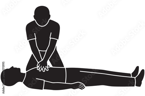 Cpr illustration rescuer performing chest compressions on a person