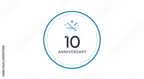 Obraz na płótnie 10th Anniversary Celebration Badge with Sparkle Icon on White Background