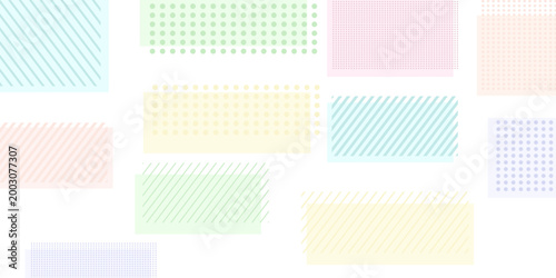 Pattern background illustration of colorful rectangles with dot and stripe patterns