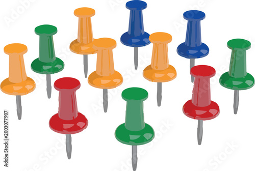 push pins isolated on white