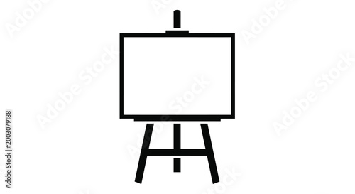 easel silhouette on white background simple black line art
