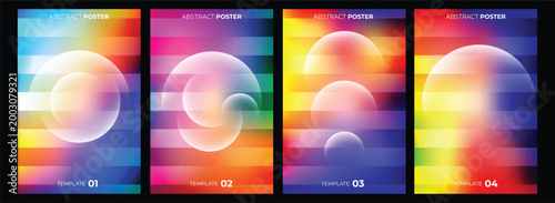 Set of abstract posters with vibrant gradient backgrounds and geometric shapes