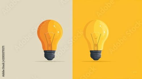Young inventor light bulb flat design side view technology theme animation Split-complementary color schem.