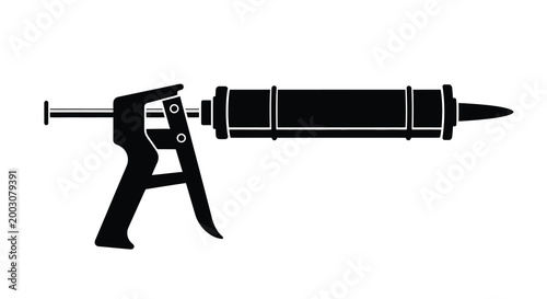Caulking gun silhouette black and white isolated design