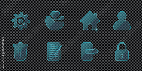 Transparent UI Icons Pack with Security File and User Interface Symbols
