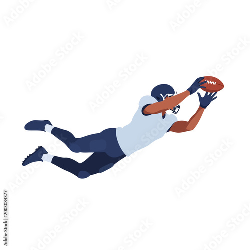 American Football Wide receiver diving for a catch Vector