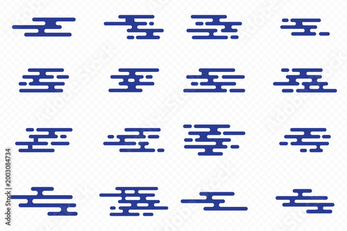 Clouds Chinese and japanese style collection. Ornament oriental elements for asian or asean style cloud new year card or mid autumn festival. Set of cartoon cloud flat design. Vector Illustration