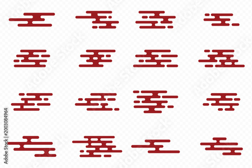 Clouds Chinese and japanese style collection. Ornament oriental elements for asian or asean style cloud new year card or mid autumn festival. Set of cartoon cloud flat design. Vector Illustration