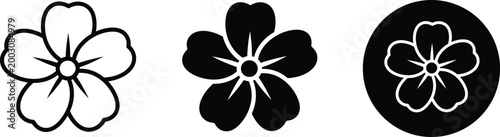 Black and white floral illustrations three unique flower designs in a row