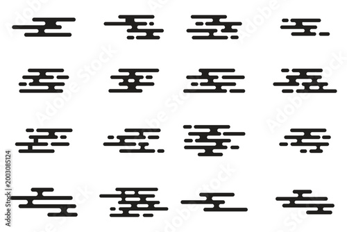 Clouds Chinese and japanese style collection. Ornament oriental elements for asian or asean style cloud new year card or mid autumn festival. Set of cartoon cloud flat design. Vector Illustration