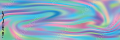 Iridescent marbled holographic texture in vibrant neon and pastel colors. Trippy and distorted image with light diffraction effect in psychedelic 80s-90s vaporwave style.