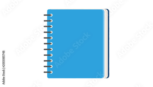 Blue spiral bound notebook with blank cover blue notebook spiral notebook vector illustration isolated on white background