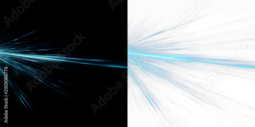 Vivid streaks of blue light move swiftly across isolated on transparent and black background, creating dynamic energy, light overlay, PNG