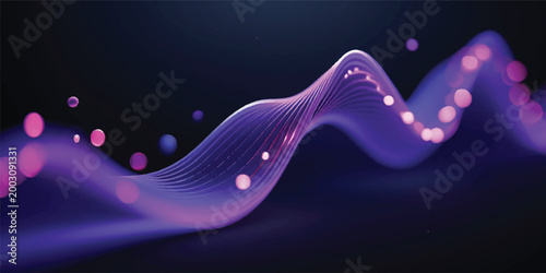 Futuristic abstract blue background with colorful bubbles and energy waves featuring fluid light lines and artistic water textures in a dynamic vector design for a stylish wallpaper banner