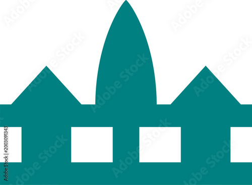 Teal Geometric Building Silhouette Vector, Abstract House and Tower Icon, Minimalist Real Estate Logo Design, Flat Architecture Symbol for Branding