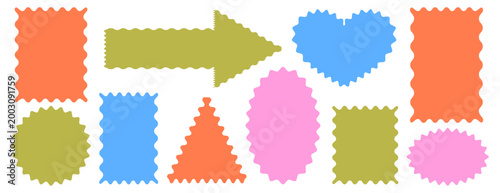 Set of wavy organic frame, text box shape vector illustration