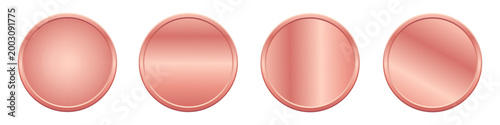 Rose gold metallic gradient circle buttons set