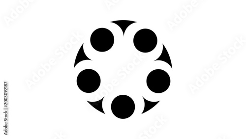 Film strip number five holes, black isolated vector silhouette
