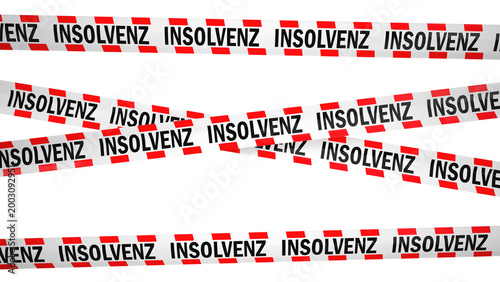 Absperrband mit Aufschrift Insolvenz isoliert auf transparentem Hintergrund