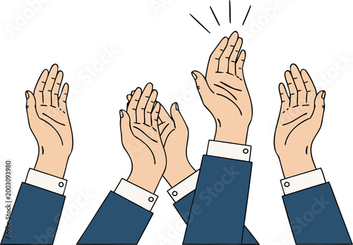 Hands clapping applause gesture set, business and audience appreciation concept in flat vector illustration for success, recognition, celebration, and positive feedback design