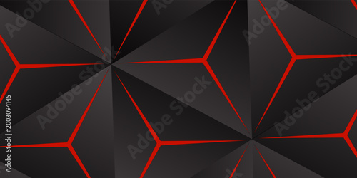 Black polygon red light futuristic technology design Vector illustration abstract background