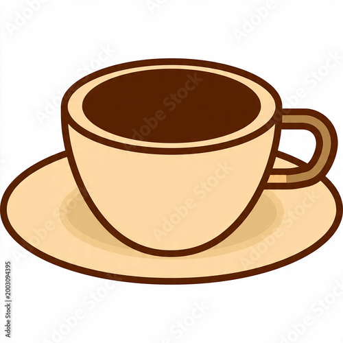 A simple vector illustration of a coffee cup and saucer, perfect for menus or cafe branding