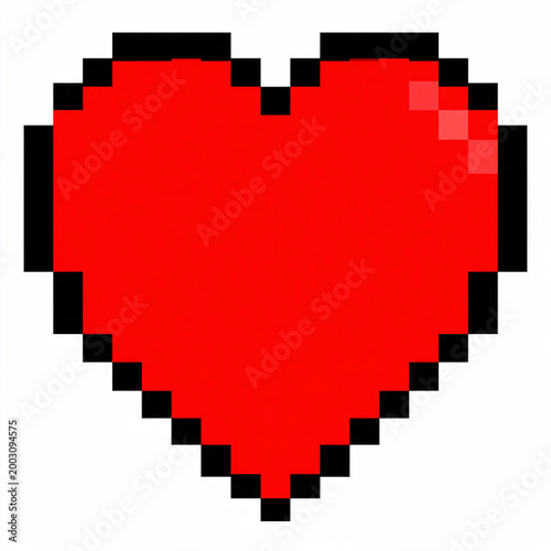 Pixelated Red Heart Icon A Retro Gaming Symbol of Love, Health, and Life