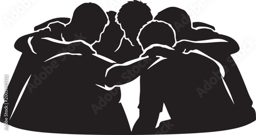 team huddle discussion silhouette