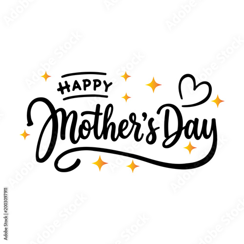 Festive Happy Mother's Day calligraphy with sparkles. Vector, transparent PNG, and JPG files for greeting cards, social media, and gifts.