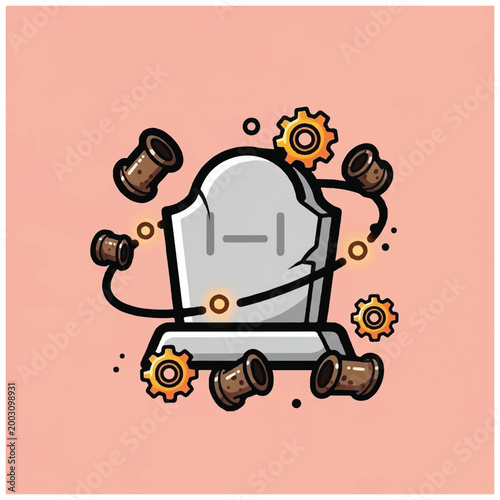Robot Head with Gears and Cables.