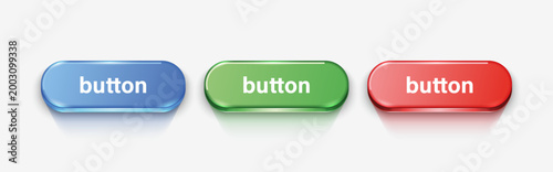 3D Glossy Web Button Set Vector - Realistic Colorful UI Elements for Games and Apps