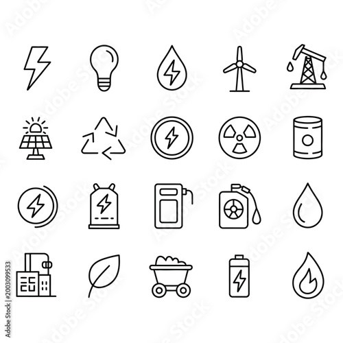 Simple black and white line of various household and line household kitchenware tools furniture