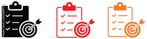 Goal setting checklist icon, checklist with target goals concept, simple vector illustration for planning success, task management, and business performance tracking and productivity improvement tools