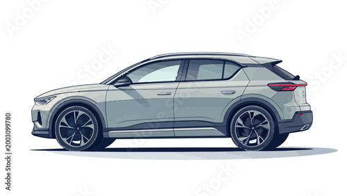 Side view illustration of a modern silver electric suv crossover car
