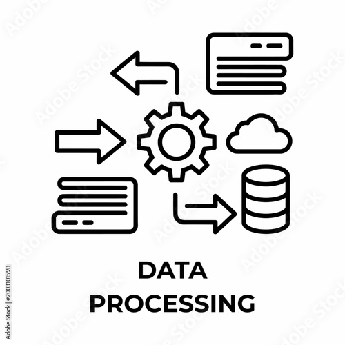 фотографія ata Processing System and Cloud Computing Infrastructure Line Icon