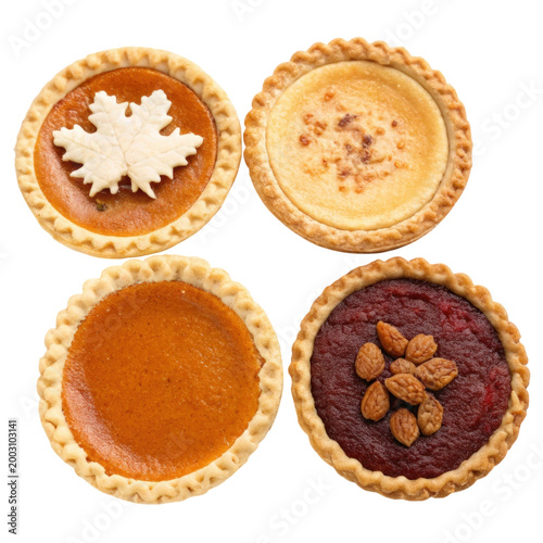 Festive small pies showcasing autumn flavors perfect for Thanksgiving celebrations on a white background