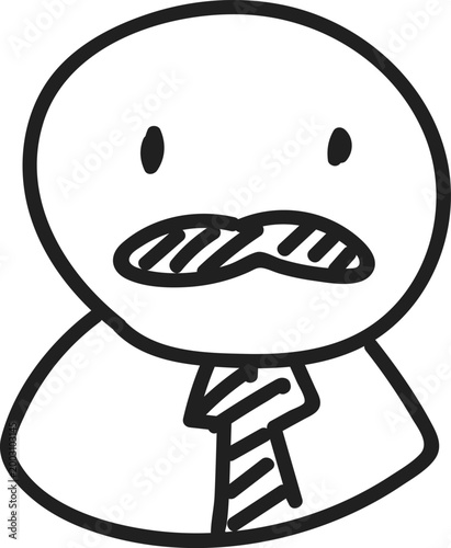 Formal Man with Mustache and Necktie Icon