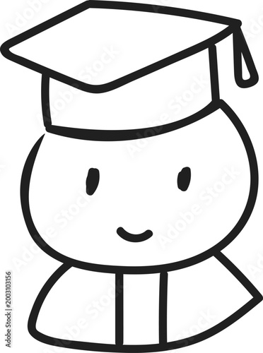 Student Graduate with Mortarboard Cap Icon