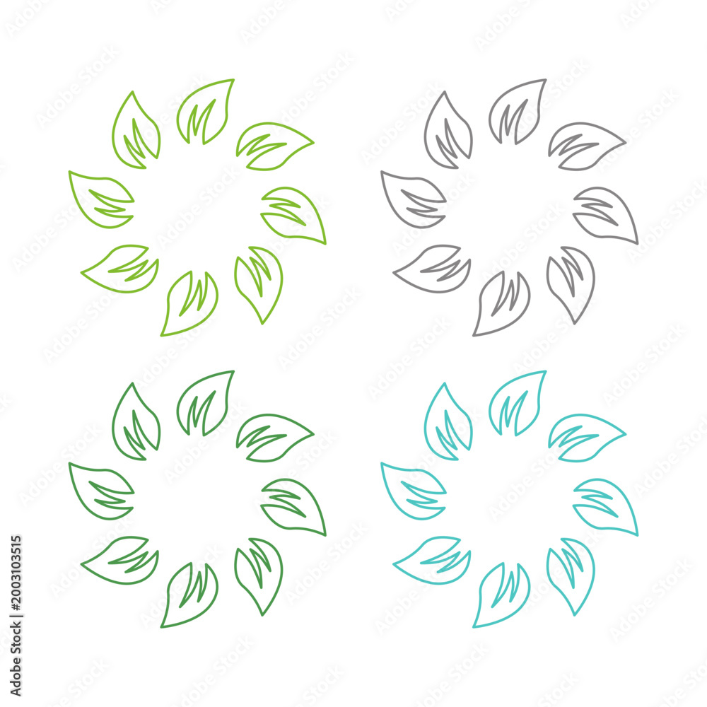Fototapeta premium GREEN LEAVES SIGN SYMBOL LOGO VECTOR ISOLATED ON WHITE