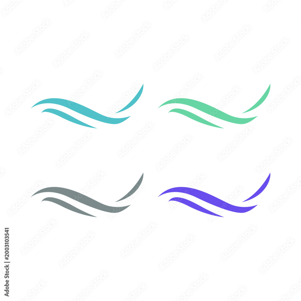 Naklejka premium COLORFUL WATER WAVES SIGN SYMBOL LOGO VECTOR SET