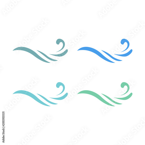 COLORFUL WATER WAVES SIGN SYMBOL LOGO VECTOR SET
