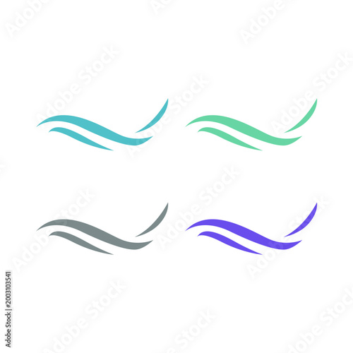 COLORFUL WATER WAVES SIGN SYMBOL LOGO VECTOR SET