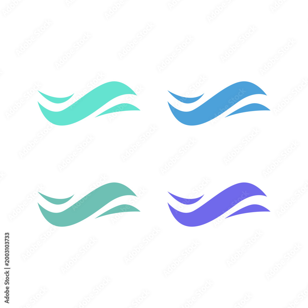 Fototapeta premium COLORFUL WATER WAVES SIGN SYMBOL LOGO VECTOR SET