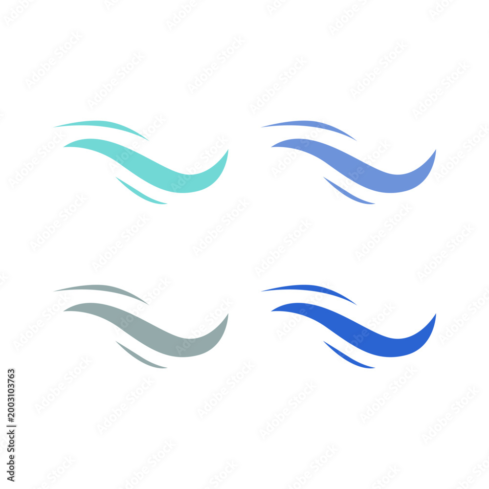 Naklejka premium COLORFUL WATER WAVES SIGN SYMBOL LOGO VECTOR SET
