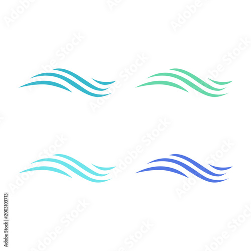 COLORFUL WATER WAVES SIGN SYMBOL LOGO VECTOR SET