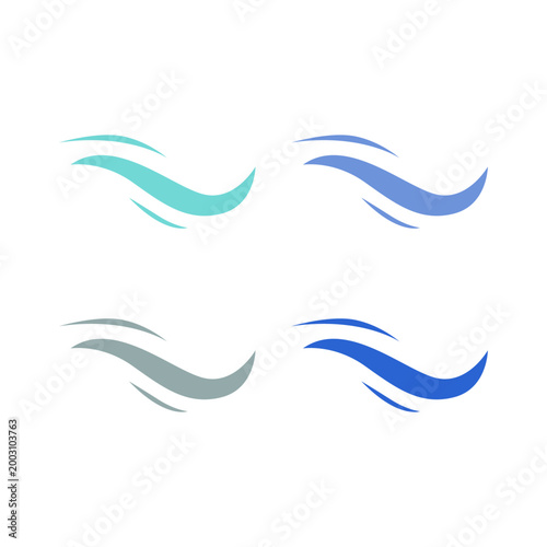 COLORFUL WATER WAVES SIGN SYMBOL LOGO VECTOR SET