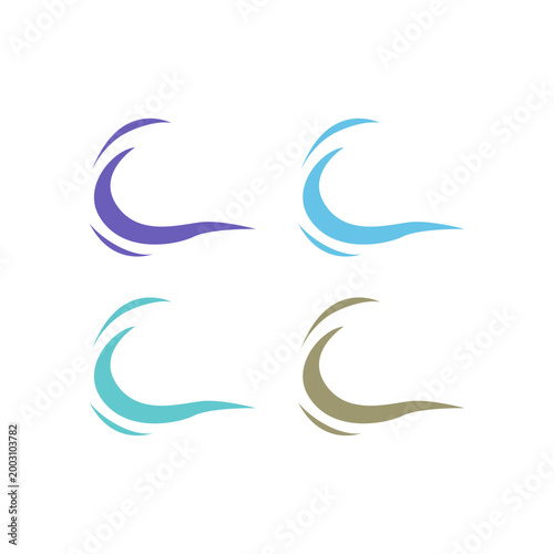 COLORFUL WATER WAVES SIGN SYMBOL LOGO VECTOR SET
