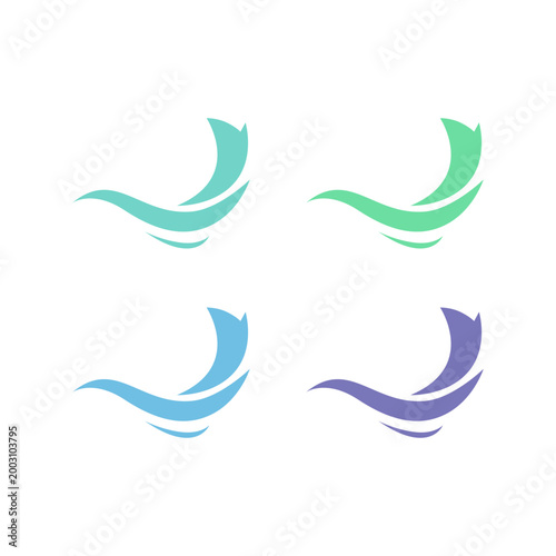 COLORFUL WATER WAVES SIGN SYMBOL LOGO VECTOR SET