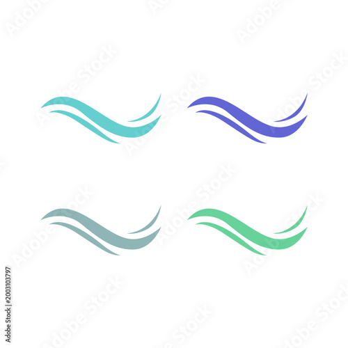 COLORFUL WATER WAVES SIGN SYMBOL LOGO VECTOR SET